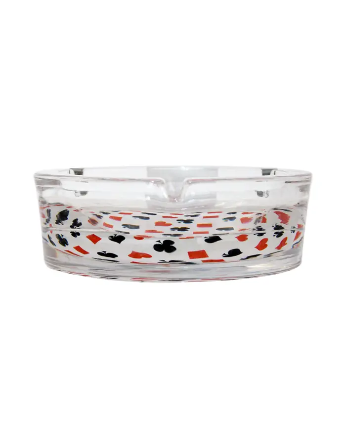 Cenicero de mesa de cristal redondo con dibujo de Naipes de - Image 3
