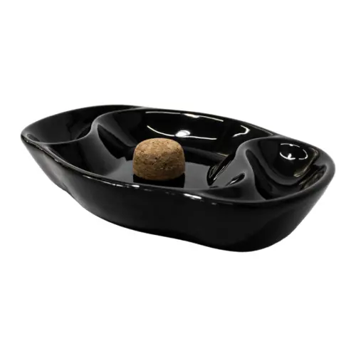 Cenicero de ceramica ovalado negro