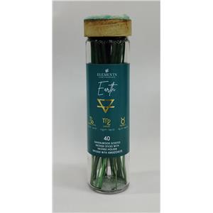 Tubo de vidrio con 40 varas de incienso con frangancia de sandalo de 6x20x6cm