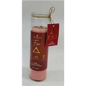 Vela aromatica de vidrio y piedras con fragancia de rosas de 300g y 6x20x6cm