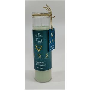 Vela aromatica de vidrio y piedras con fragancia de sandalo con 300g y 6x20x6cm