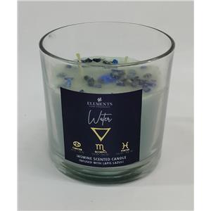 Vela aromatica de vidrio y piedras con fragancia de jazmin con 300g y 10x10x10cm