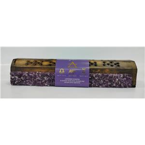 Caja de madera con piedras de cristal y 10 varas de incienso con fragancia de lavanda de 6×30.5×6.5c