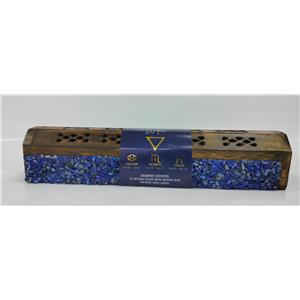 Caja de madera con piedras de cristal y 10 varas de incienso con fragancia de jazmín de 6×30.5×6.5cm