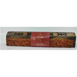 Caja de madera con piedras de cristal y 10 varas de incienso con fragancia de lavanda de 6×30.5×6.5c