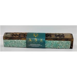 Caja con 10 varas de incienso de madera con piedras de cristal con frangancia de sandalo de 6×30.5×6