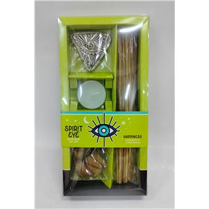Set de incienso con ojo 30 varas 20 conos 1 vela y 1 soporte con fragancia de pasión de 11x23x2.5cm
