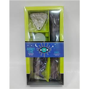Set de incienso con ojo 30 varas 20 conos 1 vela y 1 soporte con fragancia de felicidad de 11x23x2.5
