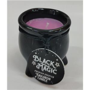Vela aromatica en envase de ceramica negro con fragancia de atracción de 300g y 7.5x8x7.5cm