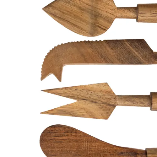 Juego de 4 utensilios para queso de madera de 18.75×4.25x2cm