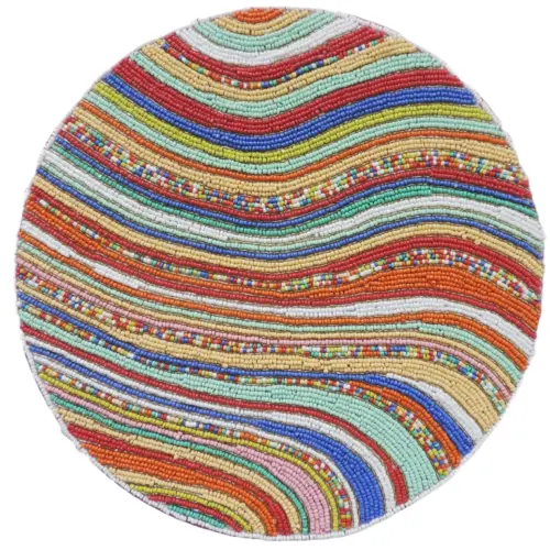 Mantel individual bordado de chaquiras de colores de 35cm