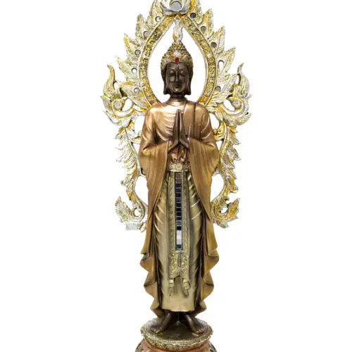 Buda de resina dorado con espejos de 17x10x44cm