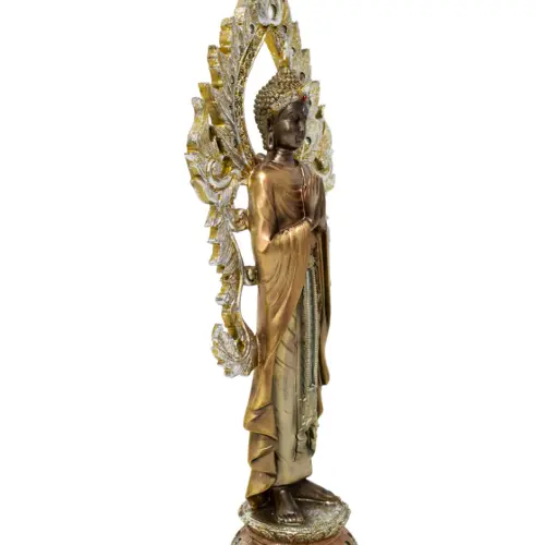 Buda de resina dorado con espejos de 17x10x44cm