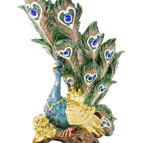 Pavorreal de poliresina porta botellas de 26x14x26.5cm