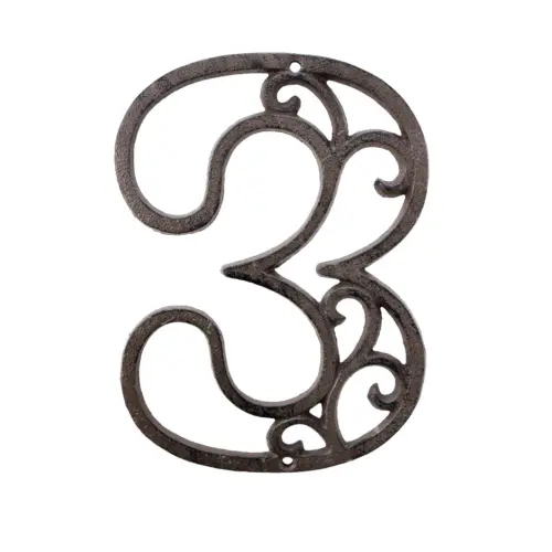 Número 3 decorativo de hierro de 10cm
