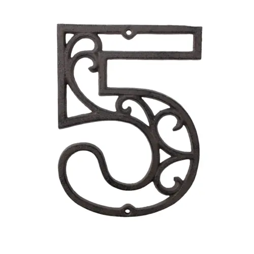 Número 5 decorativo de hierro de 10cm