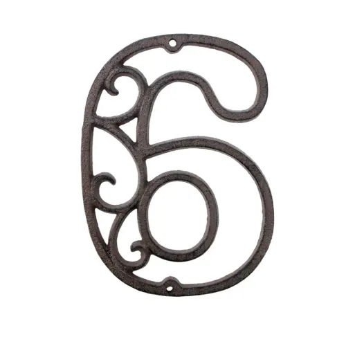 Número 6 decorativo de hierro de 10cm