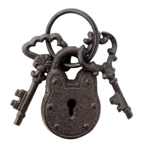 Candado decorativo de hierro antiguo con llaves