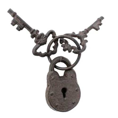 Candado decorativo de hierro antiguo con llaves