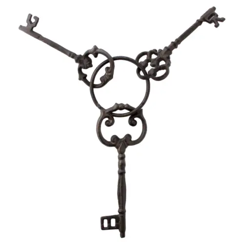 Juego de 3 llaves decorativas de hierro antiguas