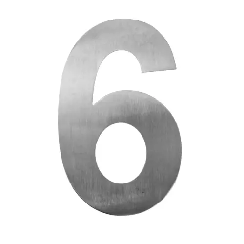 Número 6 decorativo de acero de 15cm