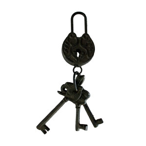 Juego de candado y 3 llaves decorativas de hierro