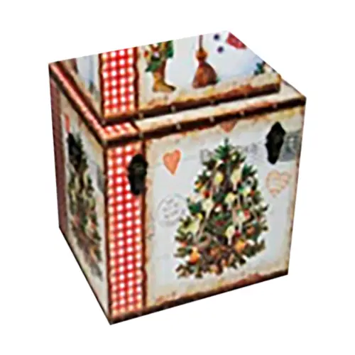 Baúl de madera con estampado navideño de 50x40x45cm