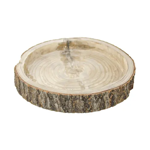 Charola redonda de madera diseño tronco de 35x35x5cm