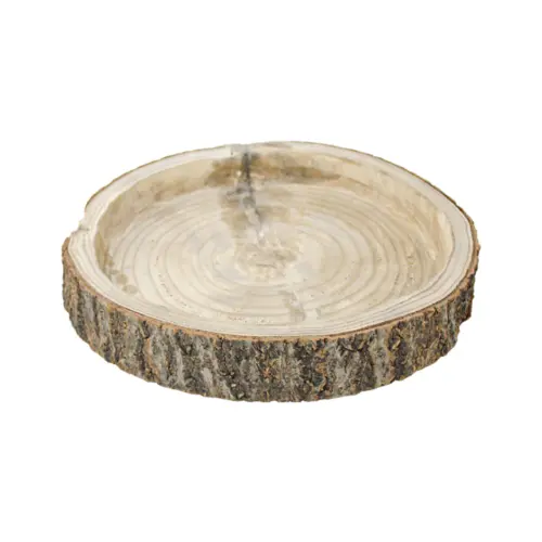Charola redonda de madera diseño tronco de 28x28x4cm