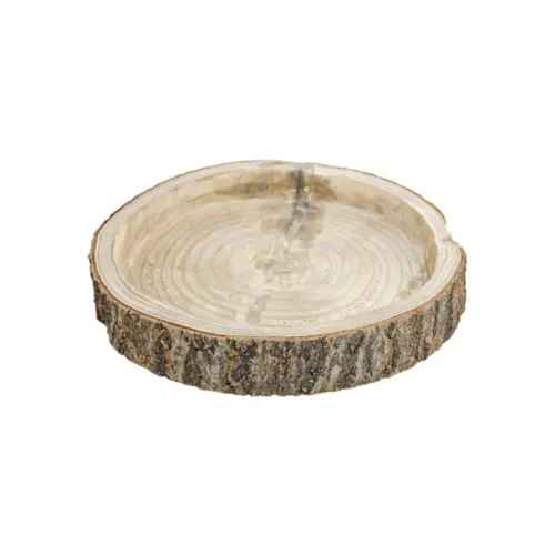 Charola redonda de madera diseño tronco de 20x20x3cm