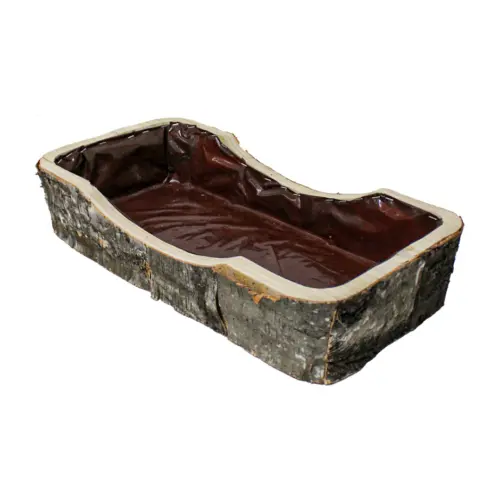 Maceta de madera rectangular con corteza de 52x27x1x8cm