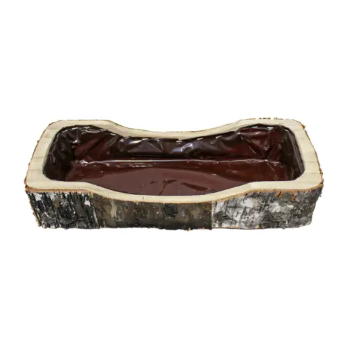 Maceta de madera rectangular con corteza de 44x21x9x6cm