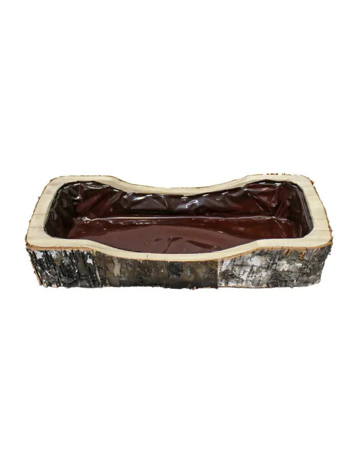 Maceta de madera rectangular con corteza de 44x21x9x6cm - Image 2