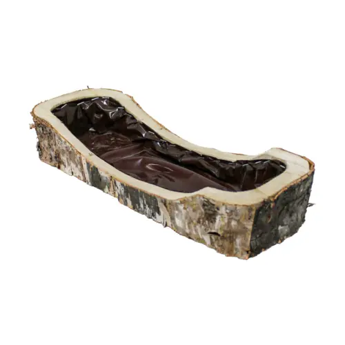 Maceta de madera rectangular con corteza de 38x14x7x4.5cm
