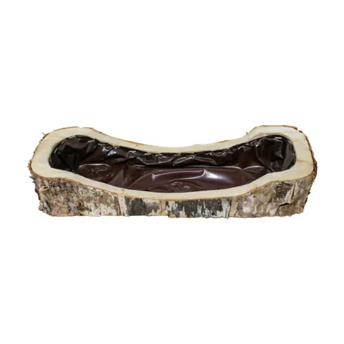 Maceta de madera rectangular con corteza de 38x14x7x4.5cm