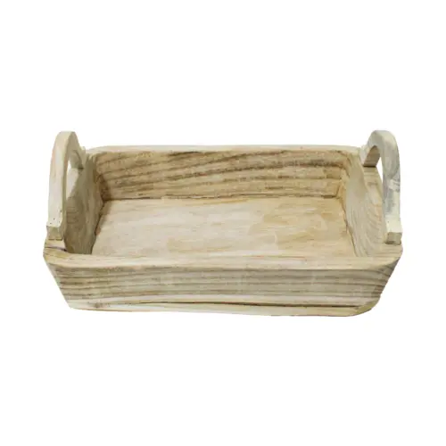 Maceta cuadrada de madera con agarraderas de 43x29x9x17cm