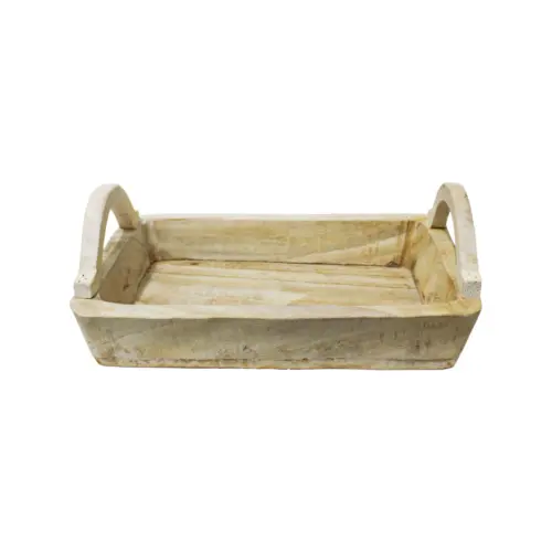 Maceta cuadrada de madera con agarraderas de 36x23x7x14cm