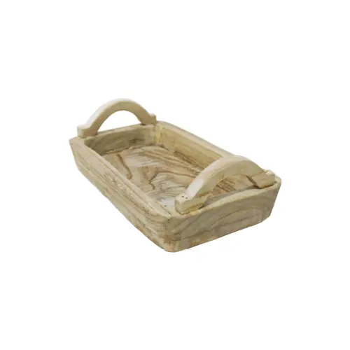 Maceta cuadrada de madera con agarraderas de 30x18x6x12cm