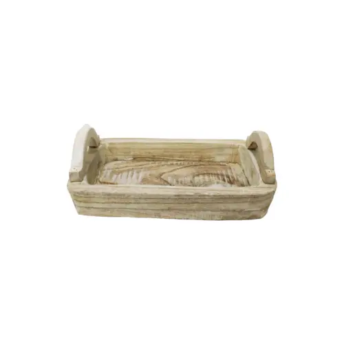 Maceta cuadrada de madera con agarraderas de 30x18x6x12cm