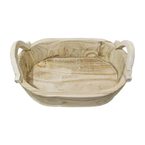 Maceta ovalada de madera con agarraderas de 41x30x10x18cm