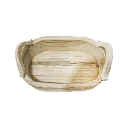 Maceta ovalada de madera con agarraderas de 35x24x8x15cm