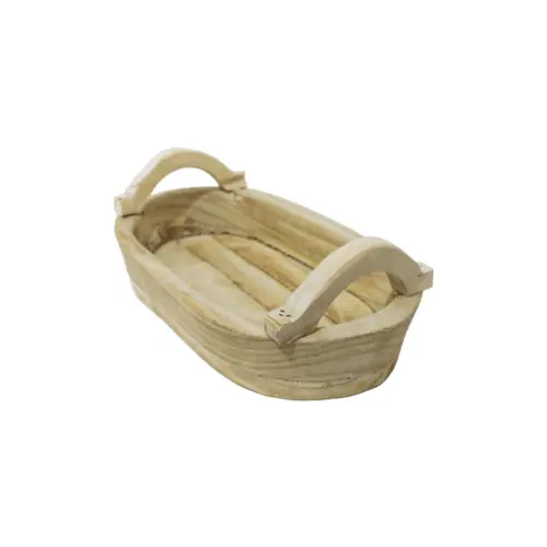 Maceta ovalada de madera con agarraderas de 29x18x6x12cm