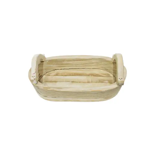 Maceta ovalada de madera con agarraderas de 29x18x6x12cm