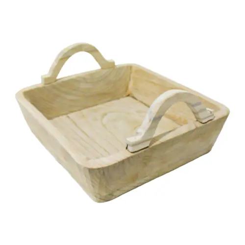 Maceta rectangular de madera con agarraderas de 39x36x10x17cm