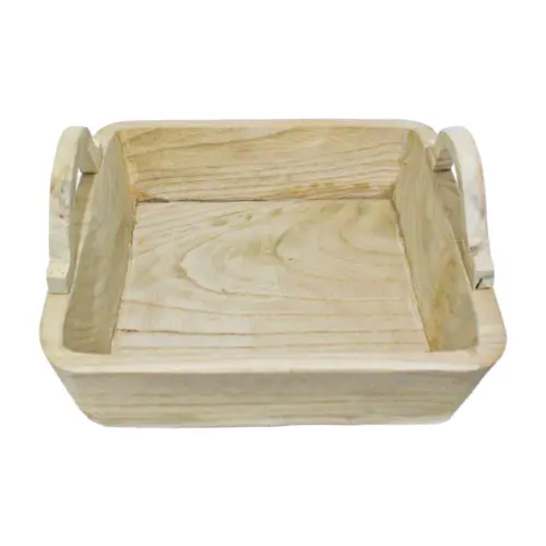 Maceta rectangular de madera con agarraderas de 39x36x10x17cm