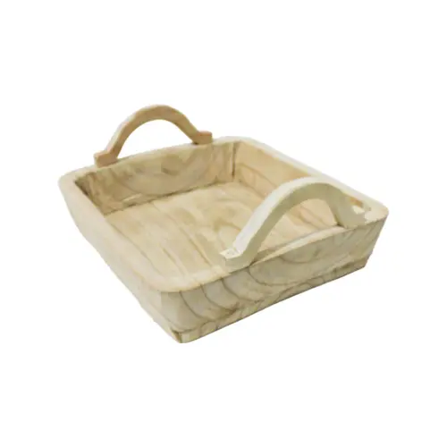 Maceta rectangular de madera con agarraderas de 34x30x8x14cm