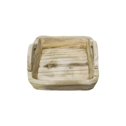 Maceta rectangular de madera con agarraderas de 26x24x6x11cm