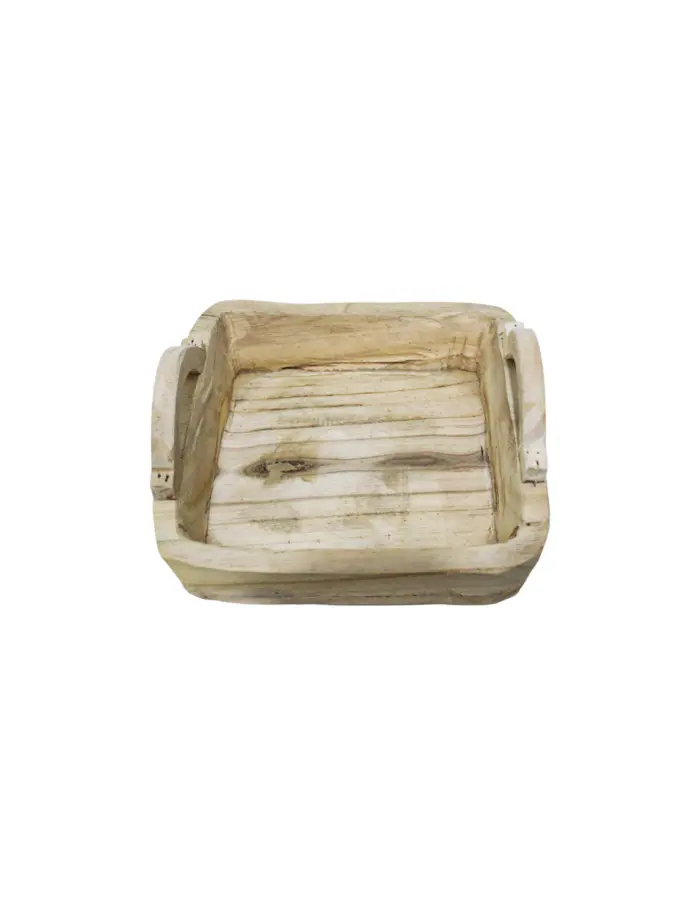Maceta rectangular de madera con agarraderas de 26x24x6x11cm - Image 2