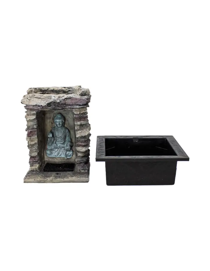 Fuente de poliresina diseño Buda con luz y terminado piedra 22.7x18x27.3cm - Image 2