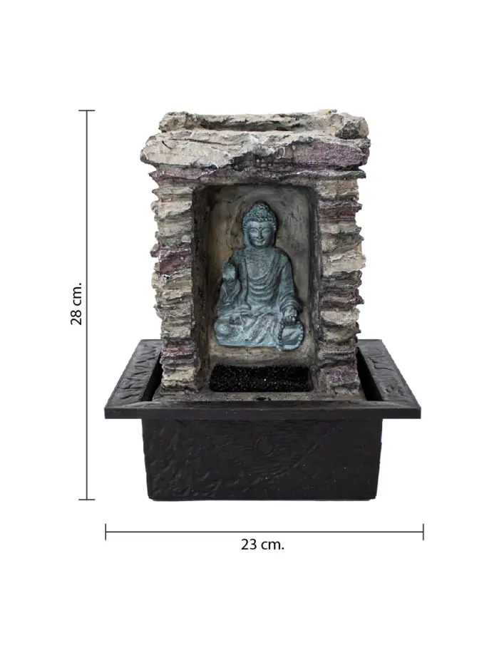 Fuente de poliresina diseño Buda con luz y terminado piedra 22.7x18x27.3cm - Image 4